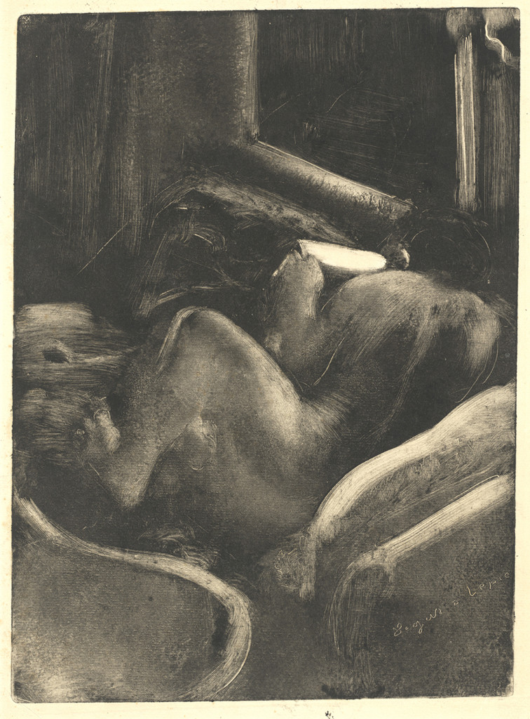 Edgar Degas (French, 1834 - 1917 ), Woman Reading (Liseuse), c. 1885, monotype (black ink), Rosenwald Collection