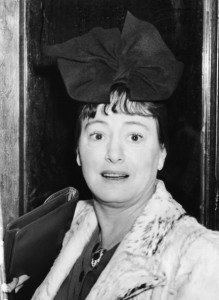 dorothy parker black and white portrait of her with a big bow on her head