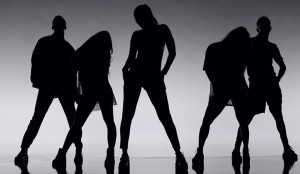 Charli XCX music video, vroom vroom, dark silhouette of five people