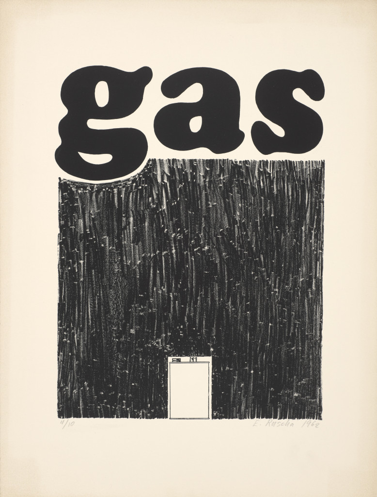 Gas (1962), by Ed Ruscha. Lithograph, 20 x 15 inches. Published by the artist. Fine Arts Museums of San Francisco. © Ed Ruscha.