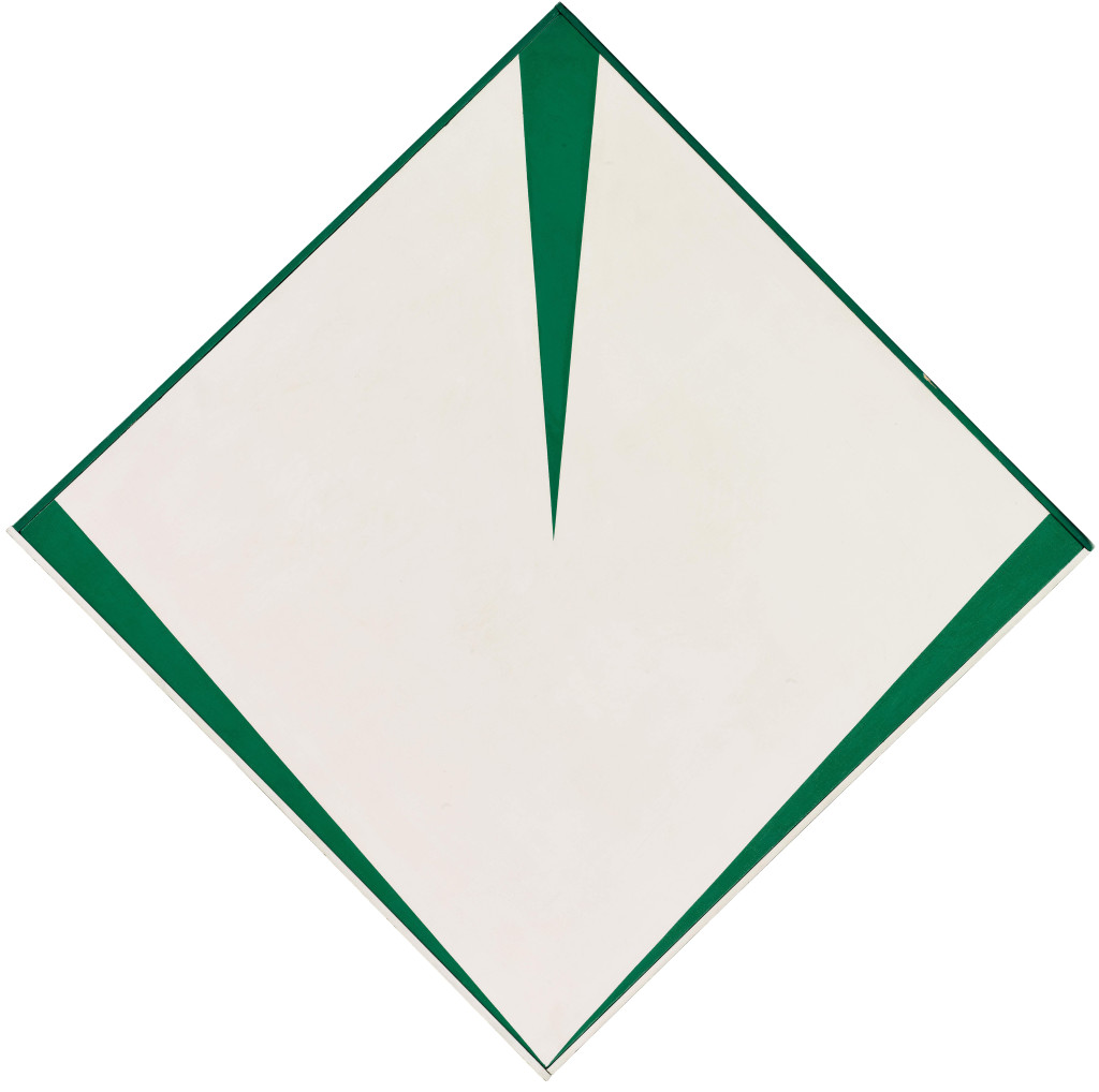 <em>Irlanda</em> (1965), by Carmen Herrera. Acrylic on canvas with painted frame, 34.75 x 34.875 inches. Collection of Pérez Simón. © Carmen Herrera.