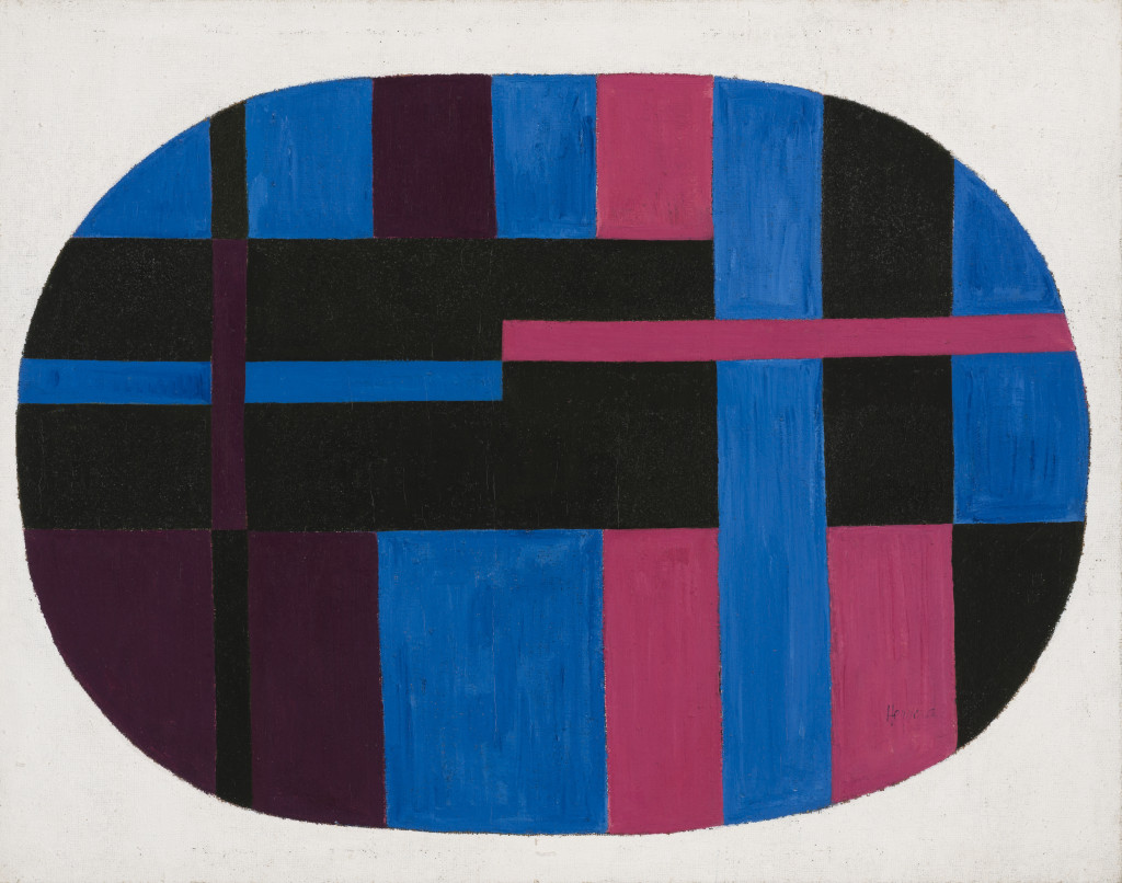 <em>Untitled</em> (1948), by Carmen Herrera. Acrylic on canvas, 48 x 38 inches. Collection of Yolanda Santos. © Carmen Herrera.
