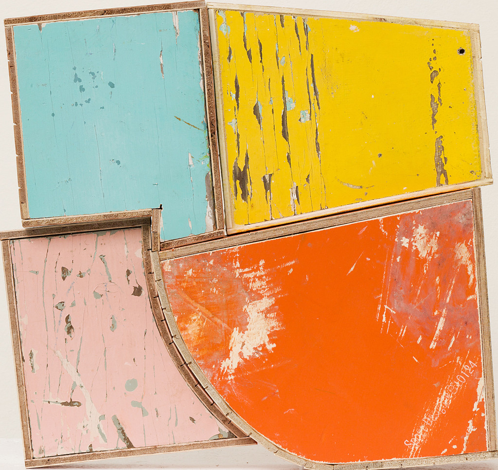 Summer Beach (2012), by Mike Wright. Found painted wood, 12 x 12 x 3 inches. Private collection. © Mike Wright. Photo: Courtesy Alden Gallery, Provincetown, MA.