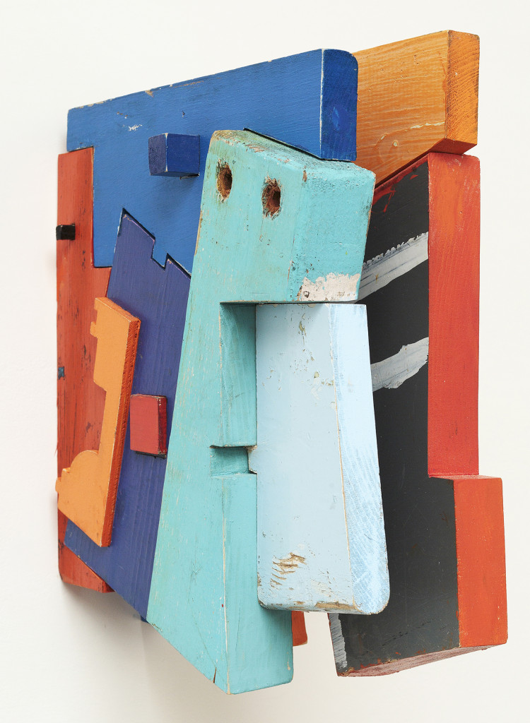 Things in Common #2 (2016), by Mike Wright. Found painted wood, 14 x 14 x 4 inches. © Mike Wright. Photo: Courtesy Alden Gallery, Provincetown, MA.