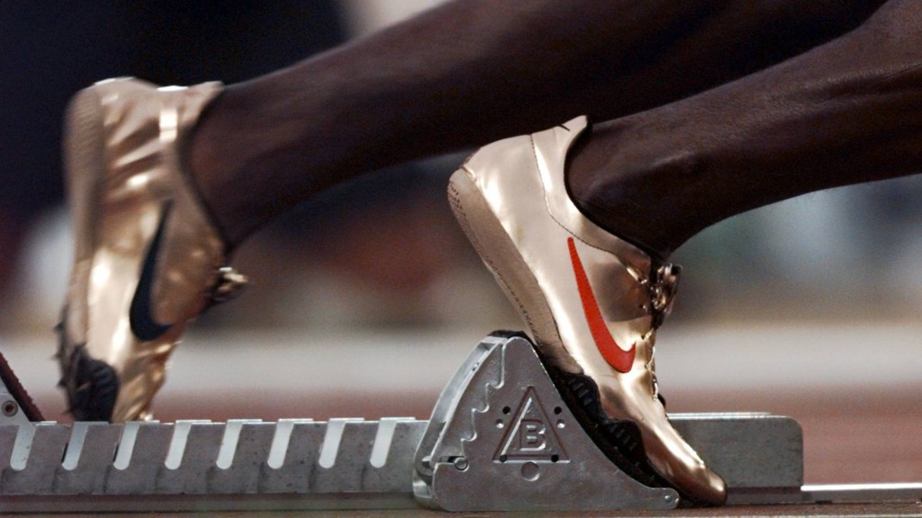 Michael Johnson and his famous, gold Nike running shoes Atlanta, 1996 Photo: Don Emmert/Getty Images