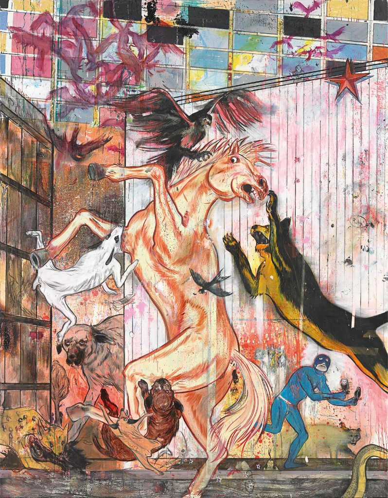 Halli Galli Polly (2004), by Daniel Richter. Oil on canvas, 335 x 261 cm. Sammlung Essl Klosterneuburg/Wien. © BILDRECHT WIEN. Photo: Mischa Nawrata.