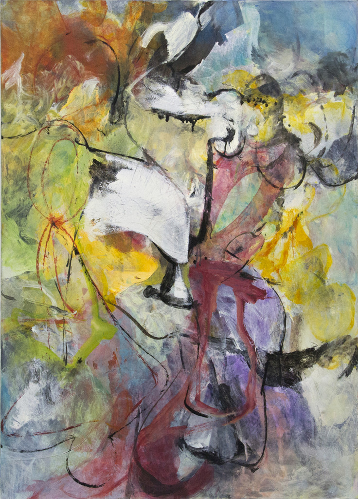 Pepper Club (2016), by Charlie Hewitt. Oil, acrylic and mixed media on canvas, 48 x 34.5 inches. Courtesy Jim Kempner Fine Art.