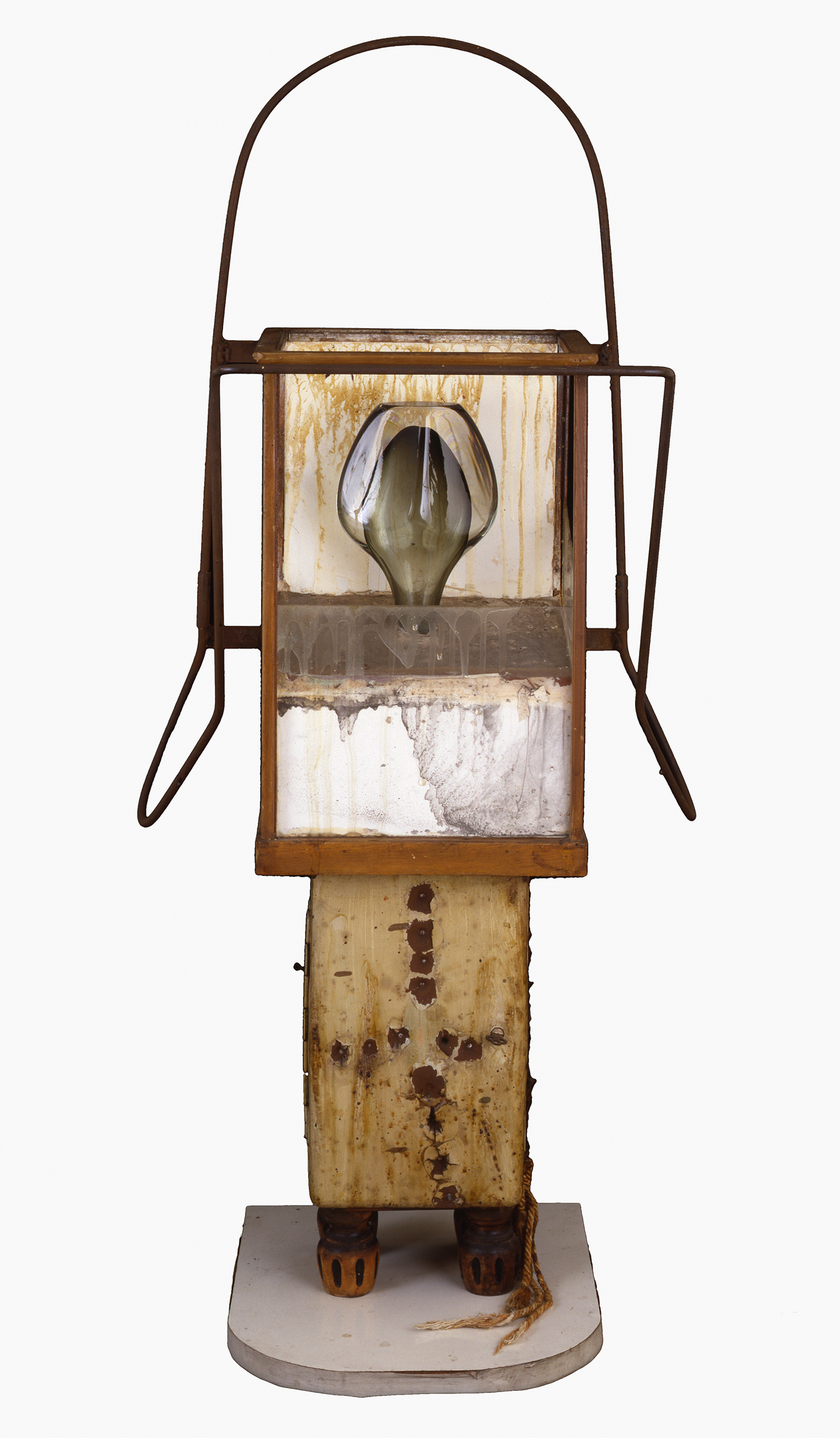 Portrait of Virginia (1963), by Edward Kienholz. Metal, wood, glass, bottle, lightbulb, battery, plaster and polyester resin, 43.5 x 19.5 x 11.5 inches. Collection of Virginia Dwan. © Kienholz. Courtesy of L.A. Louver, Venice, CA.