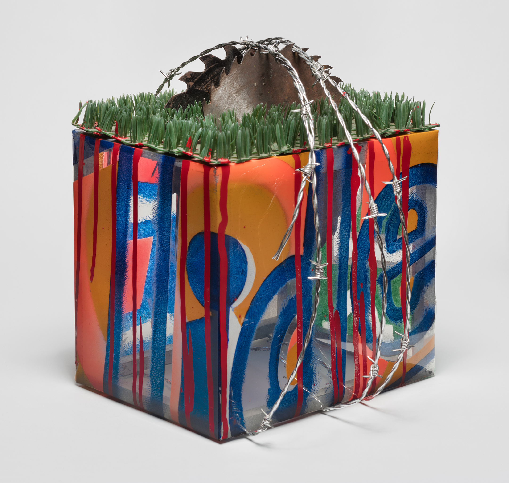 Toaster (1963), by James Rosenquist. Oil on vinyl, chromed barbed wire, metal saw blades, plastic and wood, with dripped paint, 11.75 x 9.25 x 12.5 inches. Frederick R. Weisman Art Foundation, Los Angeles. Art © James Rosenquist/Licensed by VAGA, New York, NY.