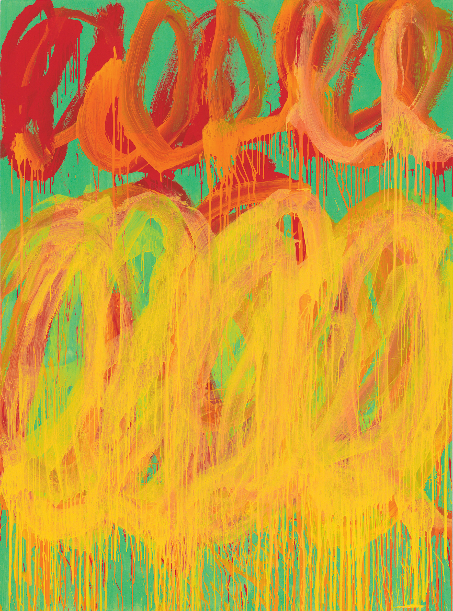 Camino Real (V) (2010), by Cy Twombly. Acrylic on wood panel, 252.4 x 185.1 cm. Fondation Louis Vuitton. © Gagosian Gallery.
