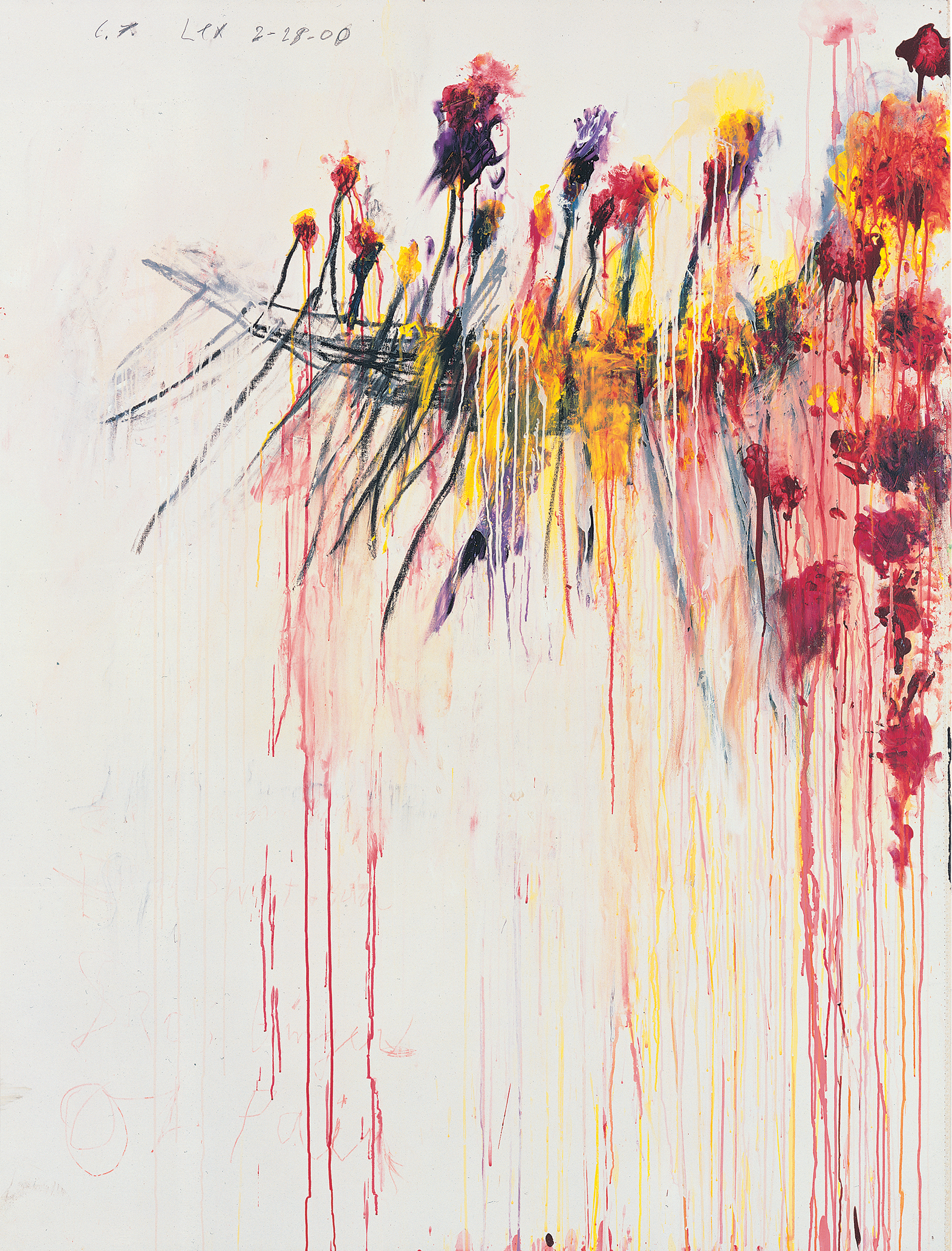 Coronation of Sesostris, Part V (2000), by Cy Twombly. Acrylic, wax crayon and pencil on canvas, 206.1 x 156.5 cm. Pinault Collection. © Pinault Collection / Photo: Robert McKeever.