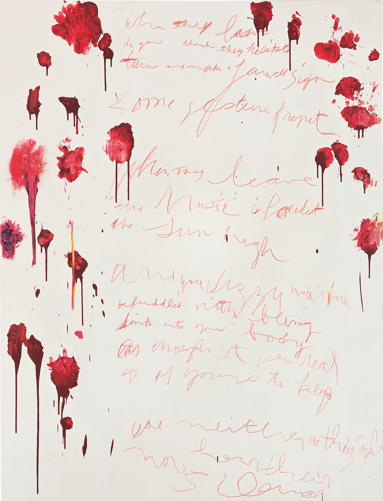Coronation of Sesostris, Part VI (2000), by Cy Twombly. Acrylic, paint stick, wax crayon and pencil on canvas, 203.7 x 155.6 cm. Pinault Collection. © Pinault Collection / Photo: Robert McKeever.