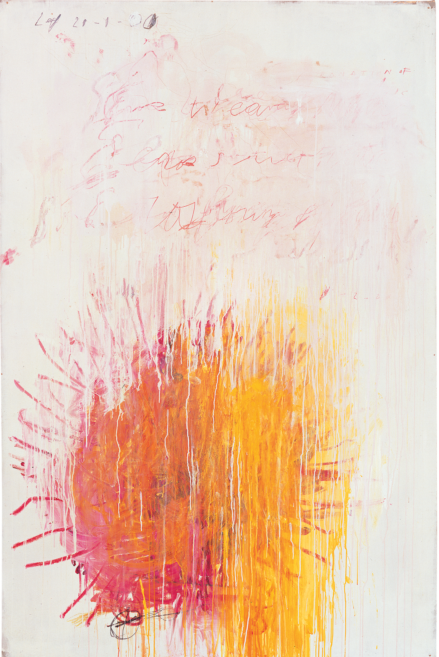Coronation of Sesostris, Part III (2000), by Cy Twombly. Acrylic, wax crayon and pencil on canvas, 206.1 x 136.5 cm. Pinault Collection. © Pinault Collection / Photo: Robert McKeever.