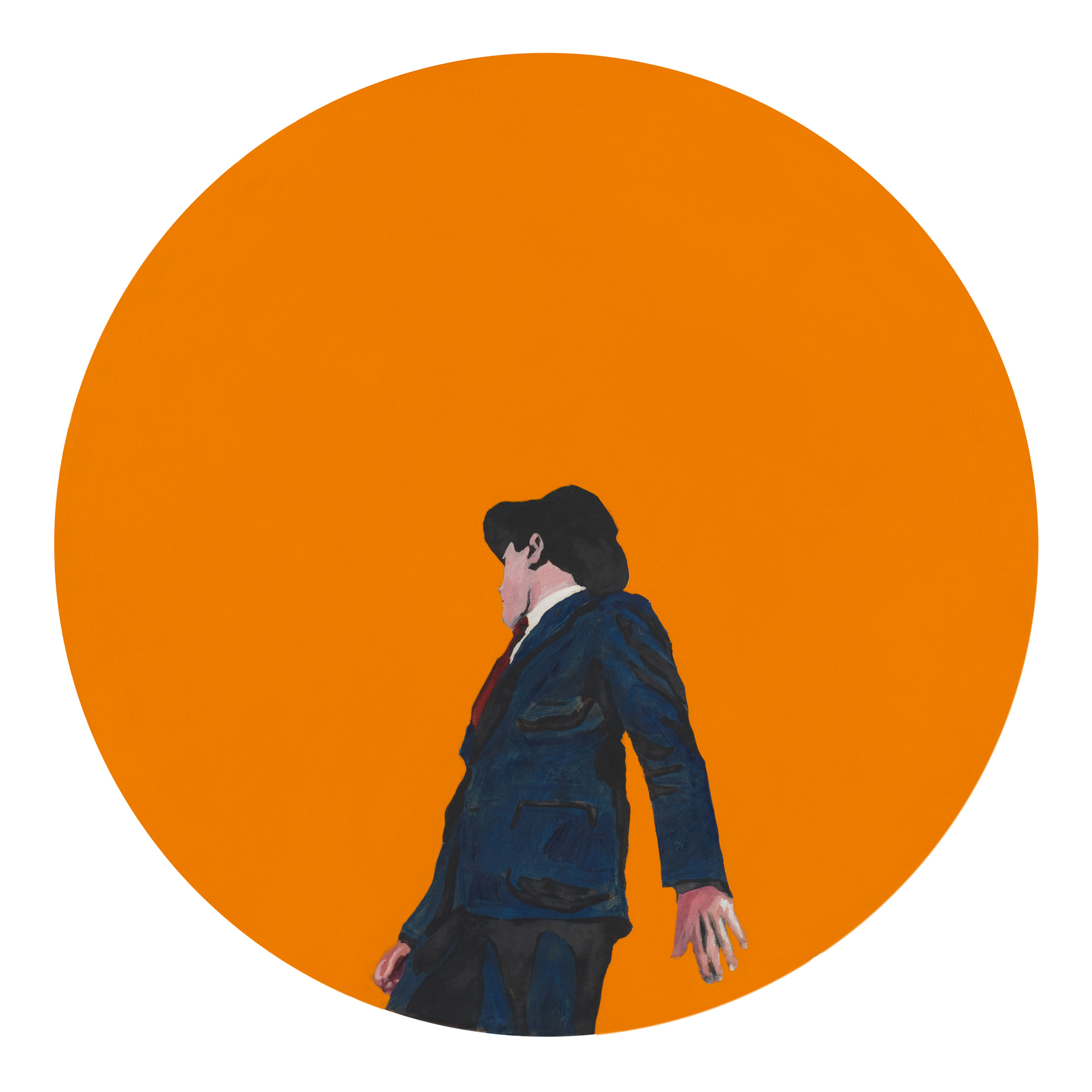Hunted (1963), by Rosalyn Drexler. Acrylic and paper collage on canvas, 18 inches in diameter. Courtesy the artist and Garth Greenan Gallery, New York. © 2016 Rosalyn Drexler / Artists Rights Society (ARS), New York and Garth Greenan Gallery, New York.