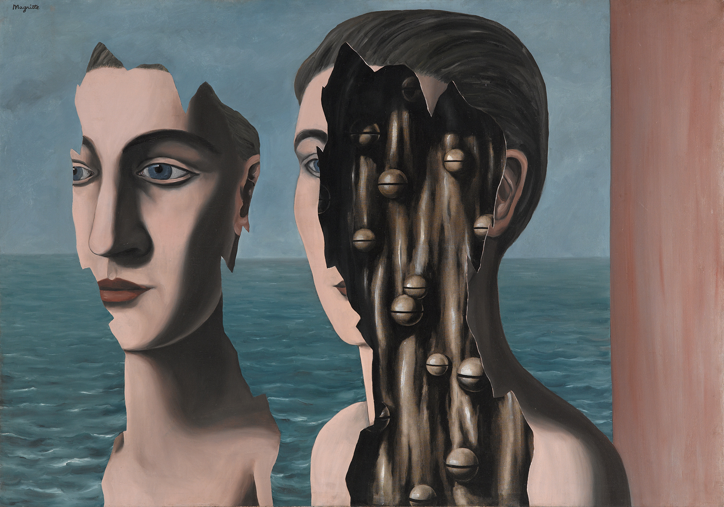 Le double secret (1927), by René Magritte. Oil on canvas, 114 x 162 cm. Centre Pompidou, Musée national d’art moderne, Paris. © Photothèque R. Magritte / Banque d'Images, ADAGP, Paris 2016.