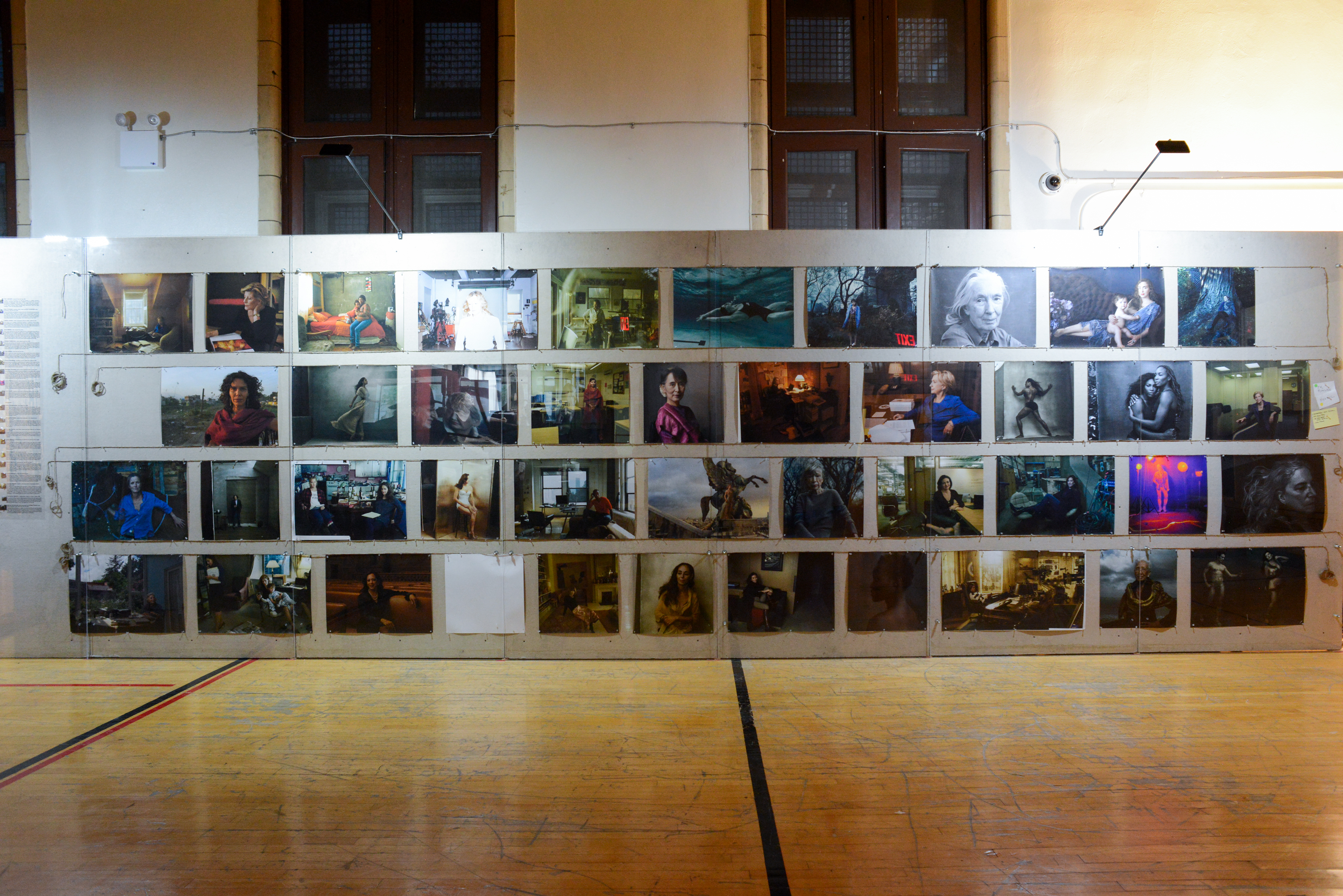Installation view from "WOMEN: New Portraits," an exhibit of work by Annie Leibovitz, commissioned by UBS, at the former Bayview Correctional Facility, the future home of the Women's Building. © Casey Kelbaugh.