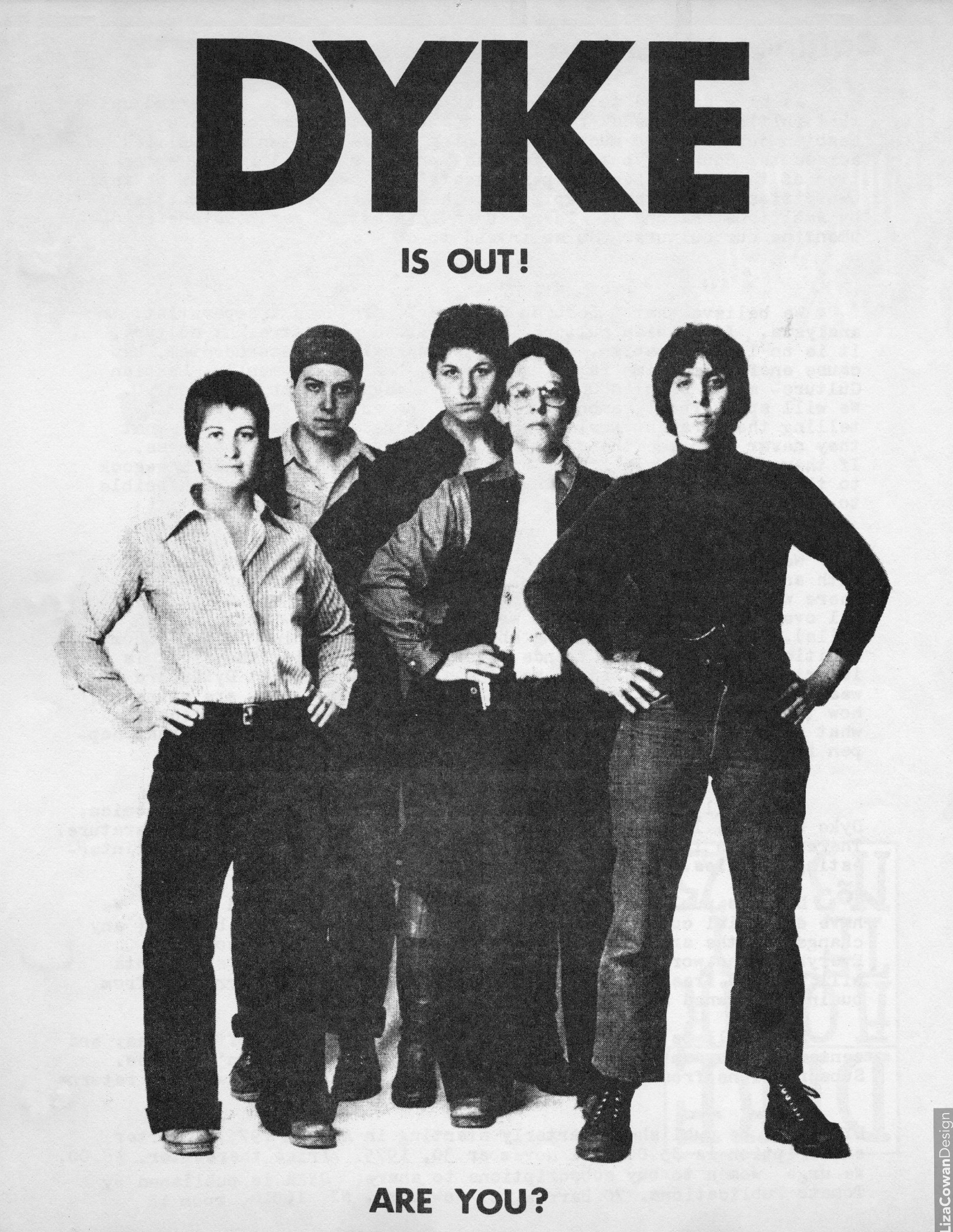 DYKE, A Quarterly flyer (c. 1974),, designed by Liza Cowan. Courtesy Liza Cowan and Penny House.