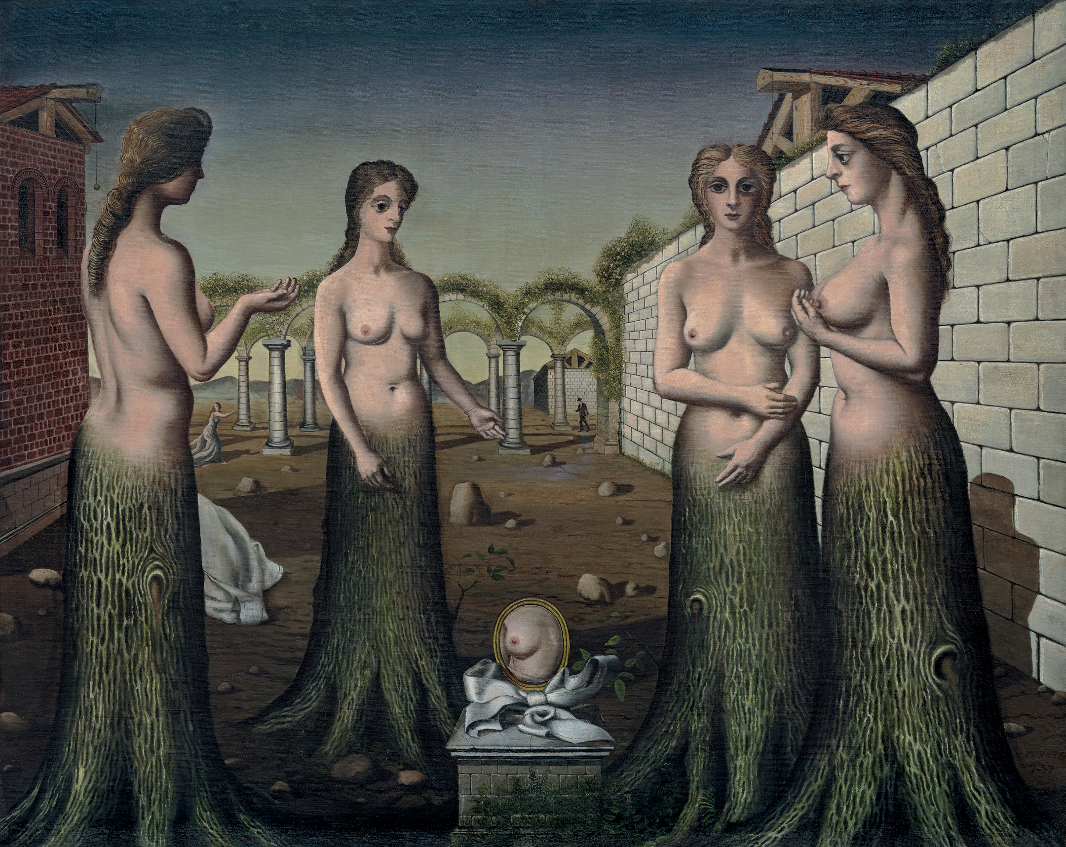 The Break of Day (L’aurore) (1937), by Paul Delvaux. Oil on canvas, 120 x 150.5 cm. Solomon R. Guggenheim Foundation, Peggy Guggenheim Collection, Venice, 1976. © 2017 Foundation Paul Delvaux, Sint-Idesbald—ARS/SABAM Belgium.