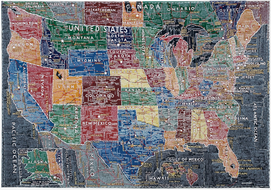 USA by Paula Scher (2007). Hand-pulled screenprint, 43 1/2 x 60 inches (edition of 90). Courtesy of Jim Kempner Fine Art. 