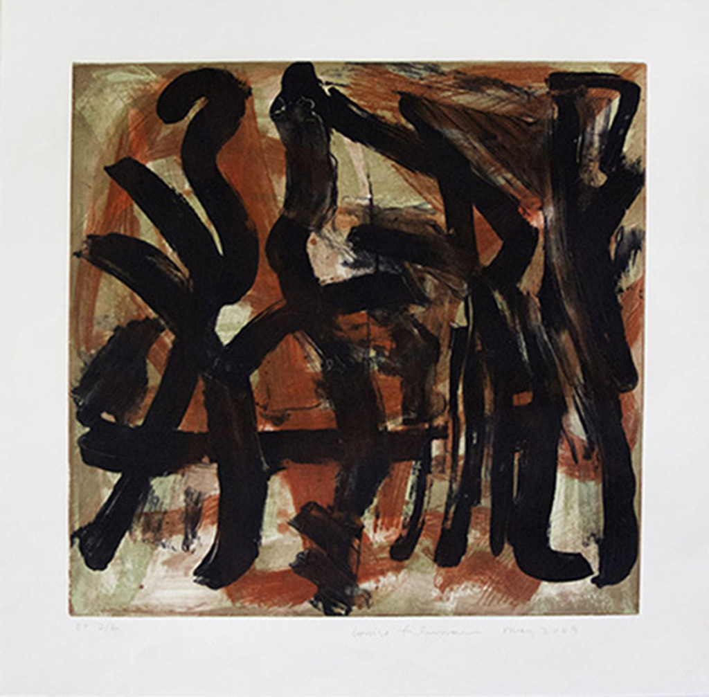 Red and Black by Louise Fishman (2009). Carborundum etching, 30 1/2 x 30 inches (edition of 15). Courtesy Jim Kempner Fine Art. 