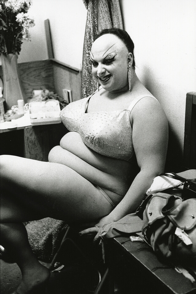 Divine, The Palace Theater, San Francisco, 1972. Vintage gelatin silver print. 12 x 9”. 