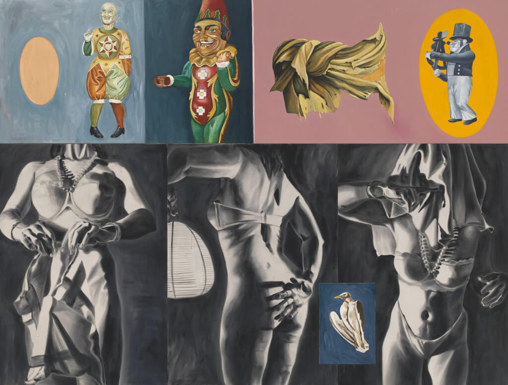 Norman, OK Sextant in Dogtown (1987) by David Salle. Oil and acrylic on canvas 96 3/16 × 126 1/4 inches. Purchase with funds from the Painting and Sculpture Committee. 
