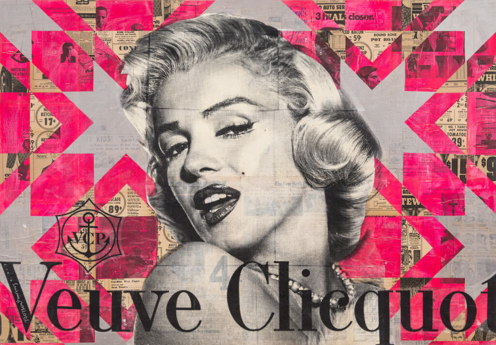 Her Spirit Bubbles by Robert Mars. Mixed media on wood panel with epoxy resin, 46 x 66 inches. Courtesy of DTR Modern.