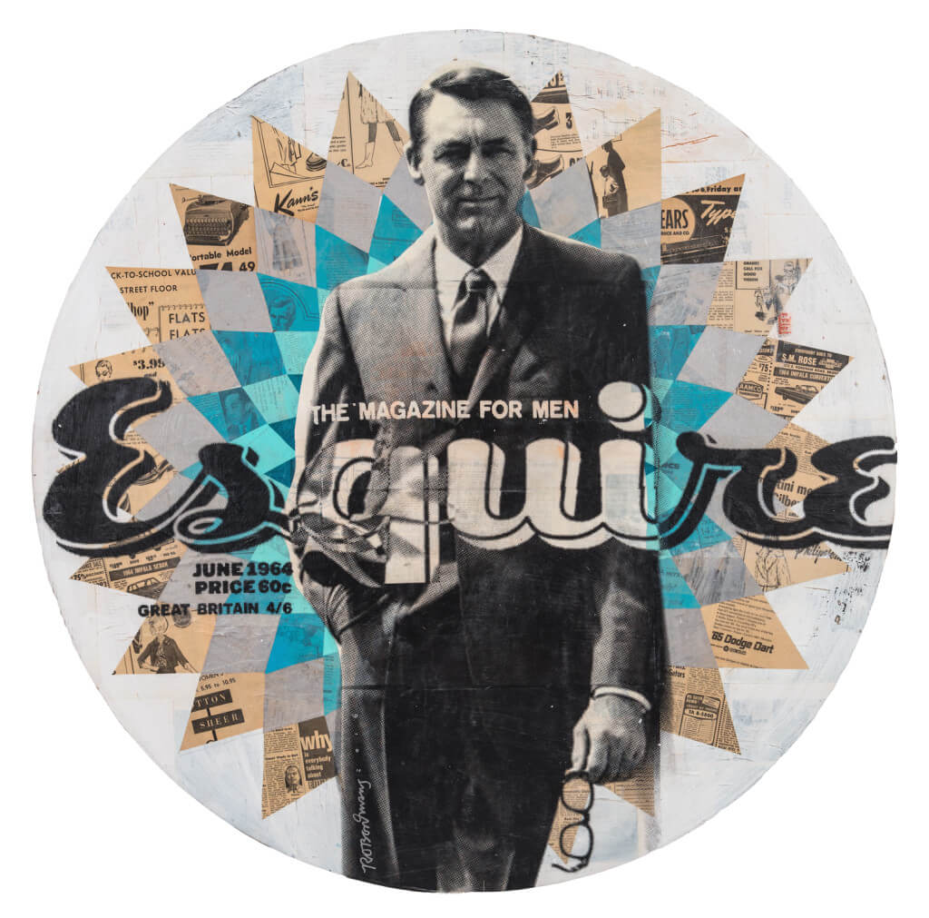 Long Distance Man by Robert Mars. Mixed media on wood panel with epoxy resin, 44 x 44 inches. Courtesy of the Evansville Museum.