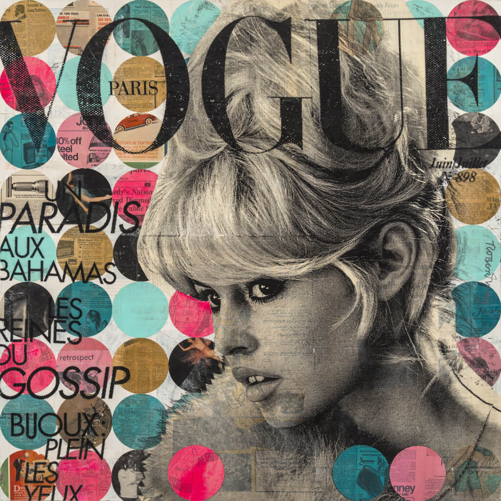 Legend Has It by Robert Mars. Mixed media on wood panel with epoxy resin, 45 x 45 inches.