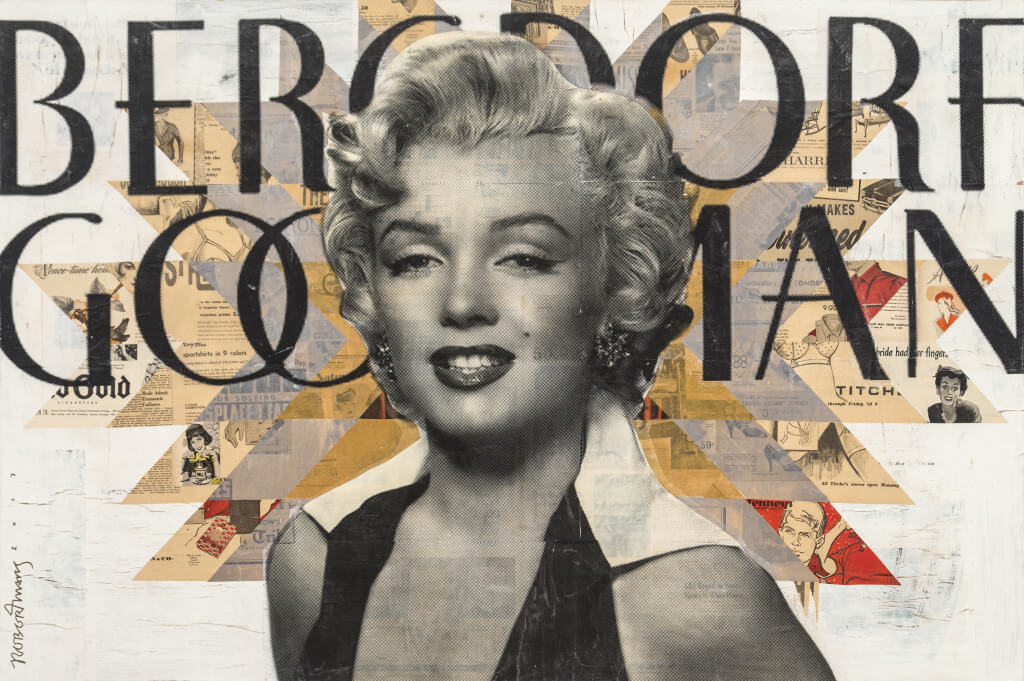 Stay Gold by Robert Mars. Mixed media on wood panel with epoxy resin, 40 x 60 inches.
