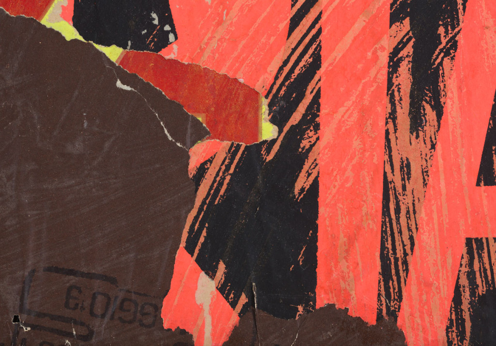 Detail: Ria (1958) by Mimmo Rotella. Décollage on canvas, 13 1/4 x 16 x 1 inches. Courtesy of Gladstone 64.