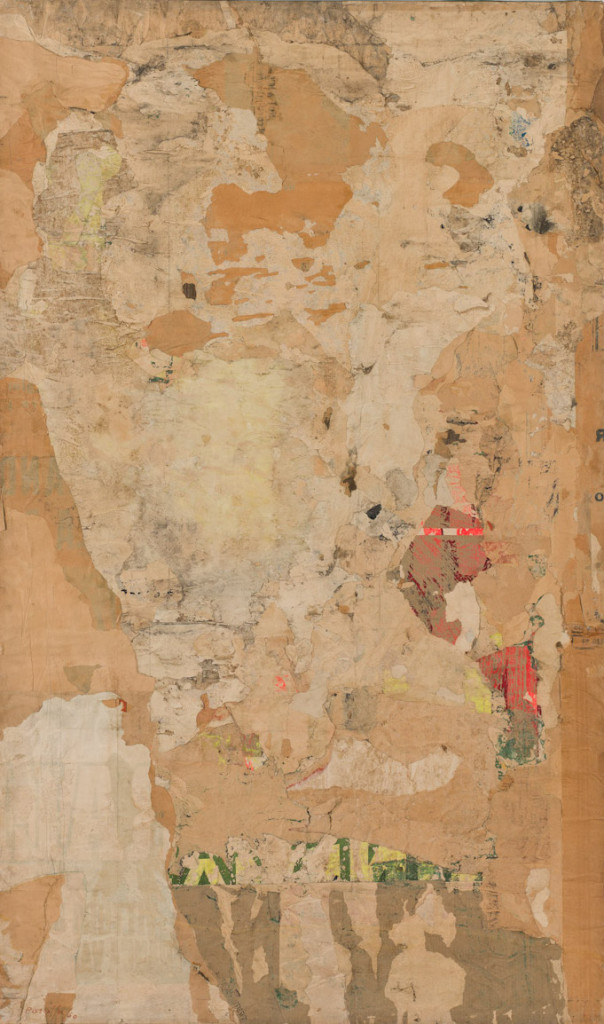 Al Reverso 3 (1960) by Mimmo Rotella. Retro d'affiche on canvas, 68 5/8 x 41 x 1 inches. Courtesy of Gladstone 64.