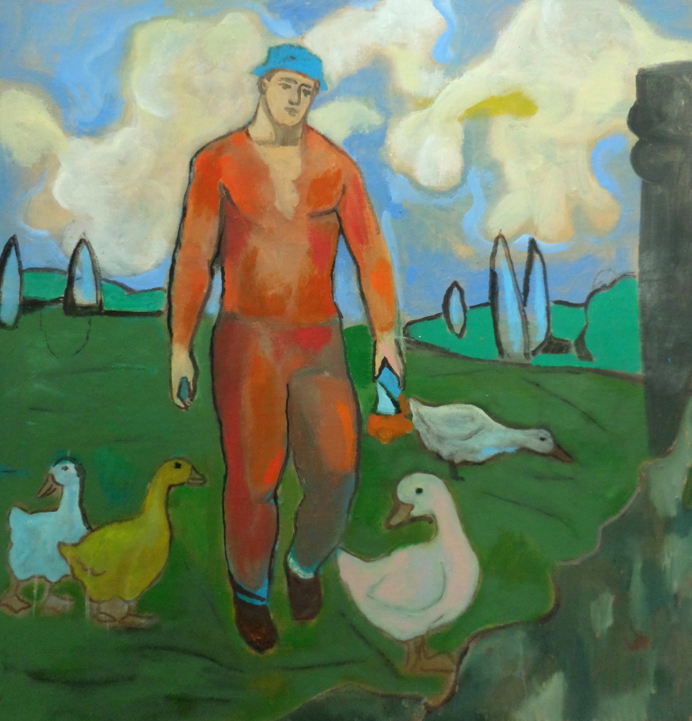 Giovane Viandante (2014) by Sandro Chia. Oil on Canvas, 98.5 x 75 inches. Courtesy of Marc Straus.