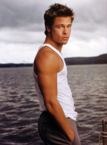 sexy photo of brad pitt wearing a white tank top