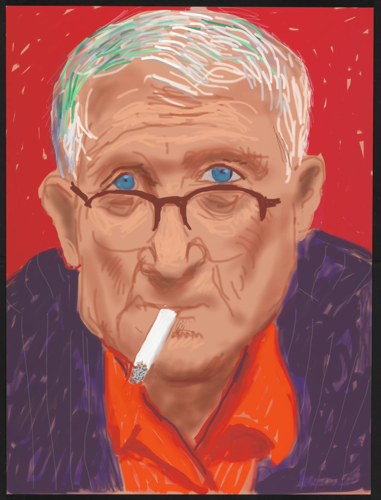 David Hockney “Self Portrait, 20 March 2012 (1219)” iPad drawing printed on paper, mounted on Dibond Exhibition Proof 32 x 24” © David Hockney