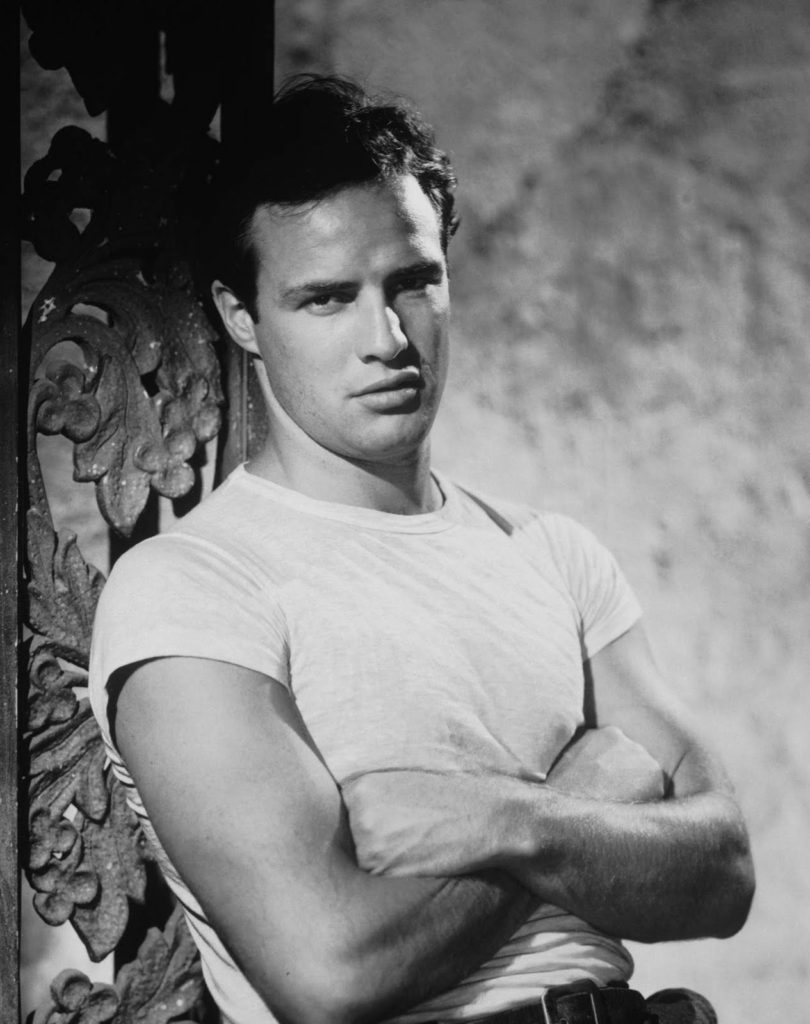 Marlon Brando Wearing a Classic White T-Shirt