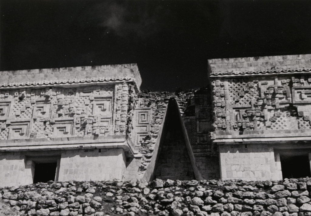 Josef Albers photographed many architectural details of buildings he loved in Mexico including one called "Untitled" she shot in Uxmal, Mexico in 1940