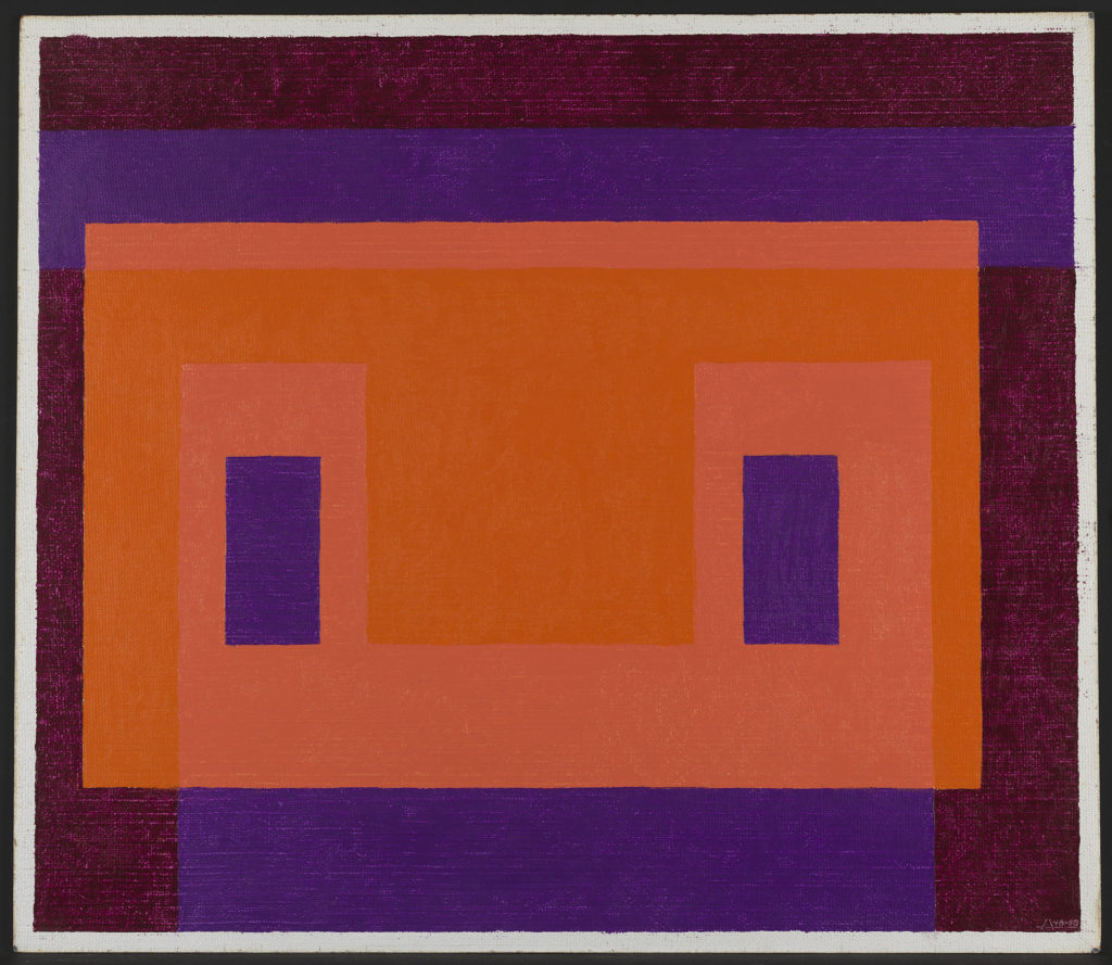 Josef Albers painting Variant "Orange Front" was painted in 1948-1958 using oil paint on masonite