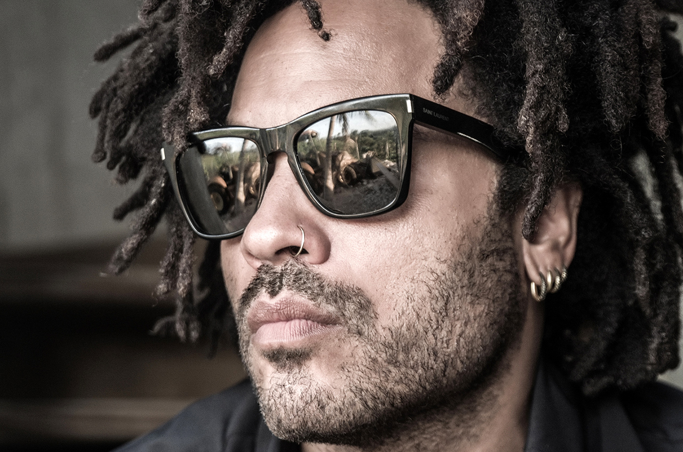 Lenny Kravitz sunglasses closeup