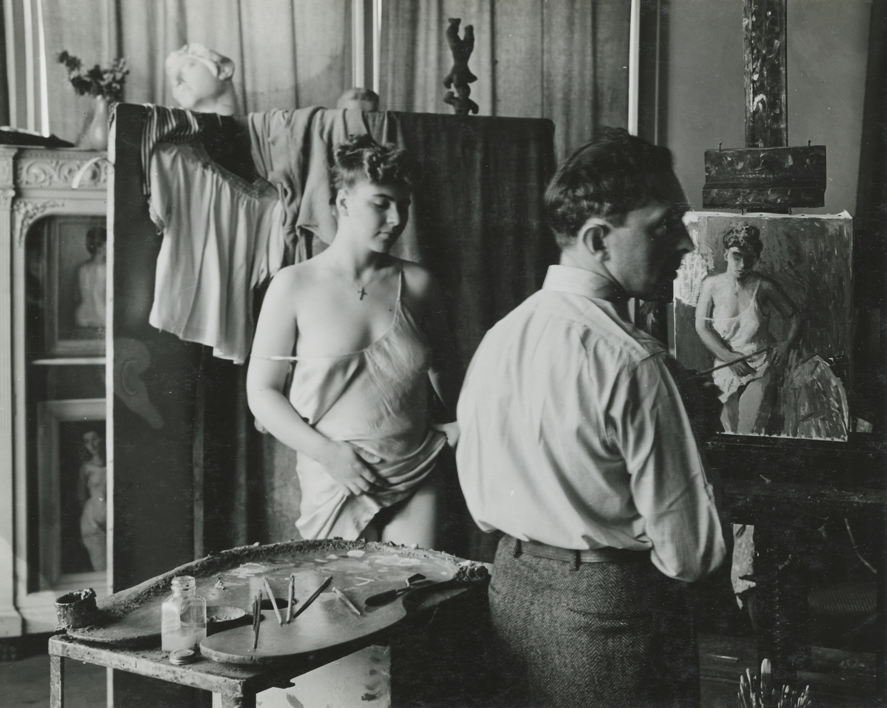 Arnold Newman, Moses Soyer and Model