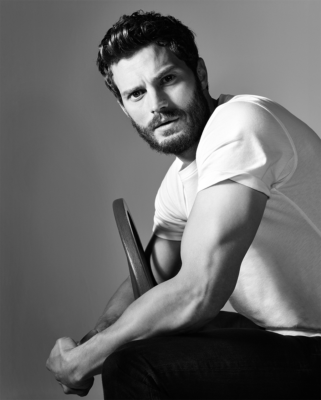 Jamie Dornan white t-shirt
