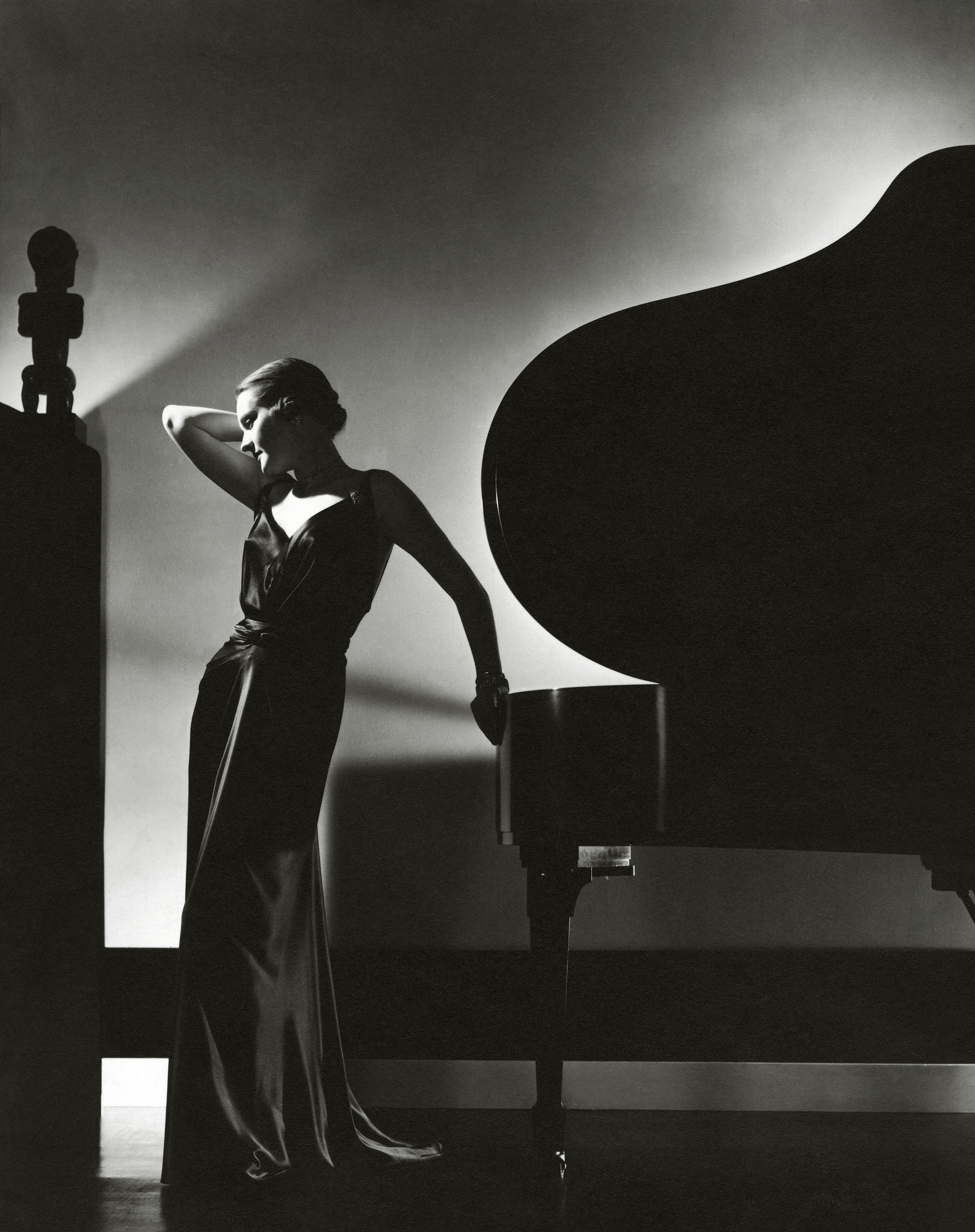 Model Margaret Horan in a Black Gown by Jay Thorpe 