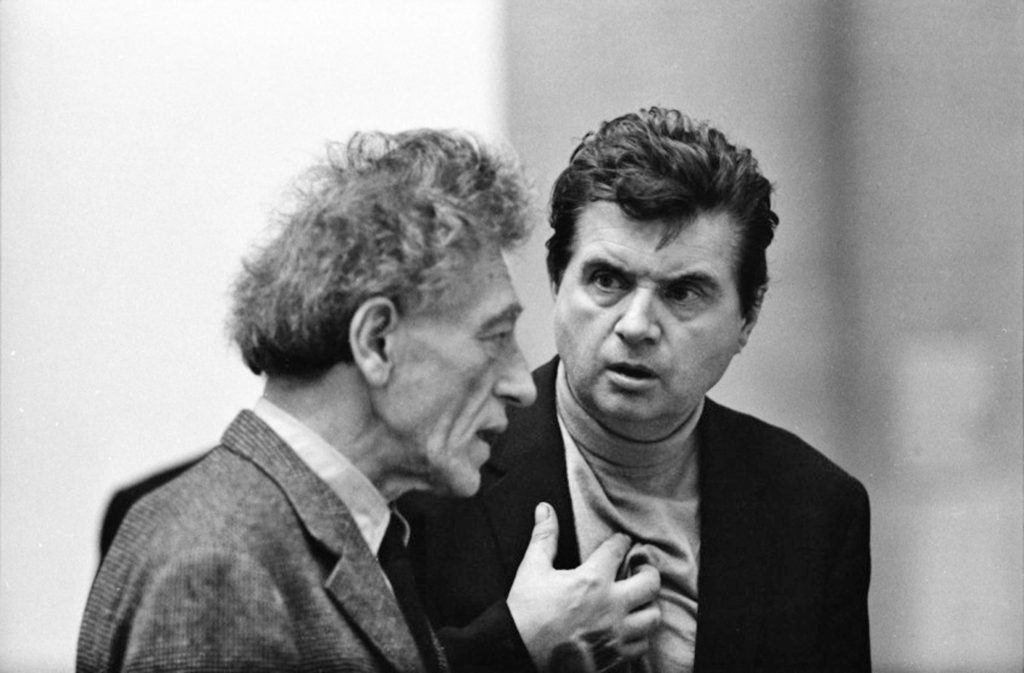 Photograph of Alberto Giacometti and Francis Bacon