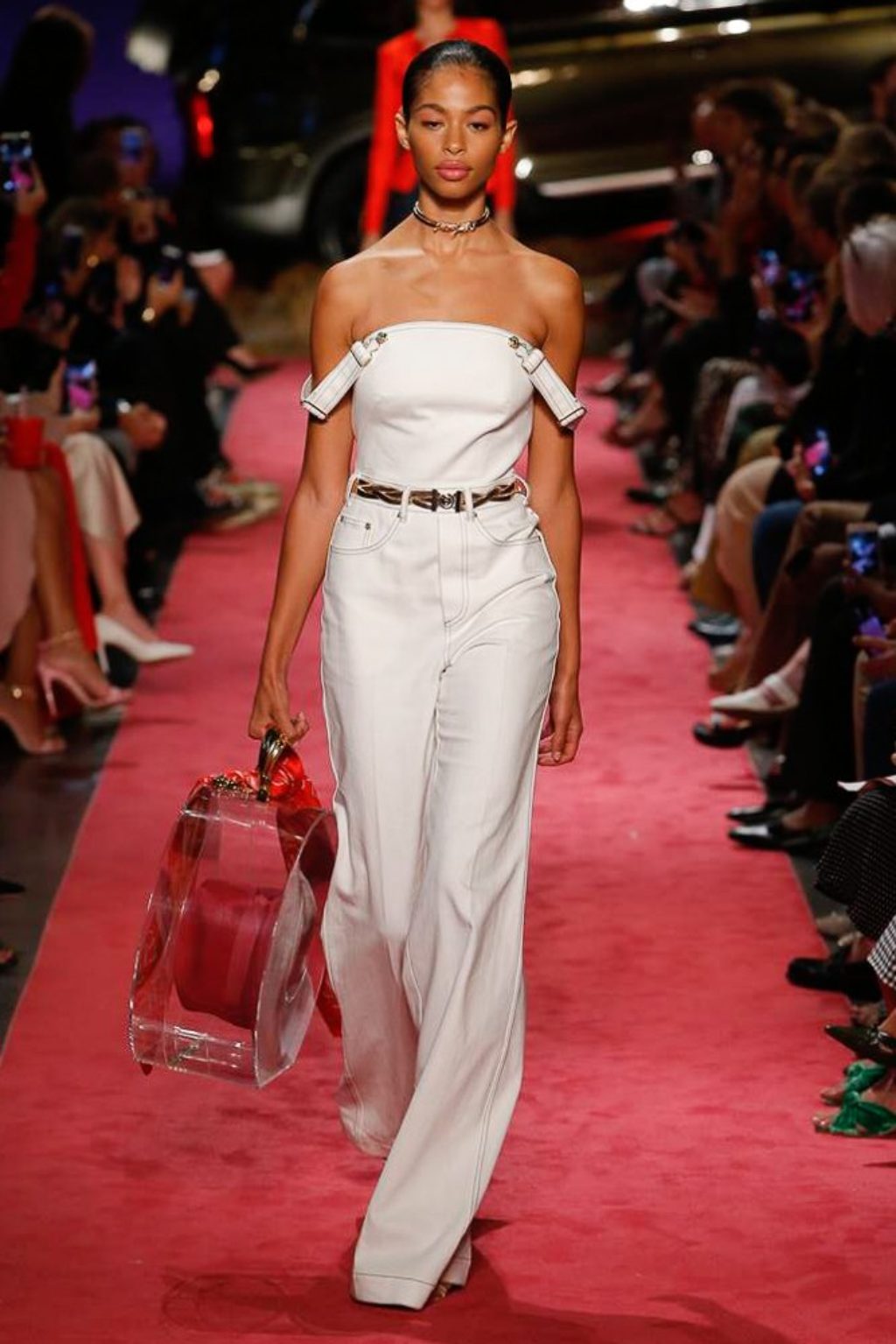 B Maxwell 2019 Spring Summer Collection Runway Model Wearing White Jeans