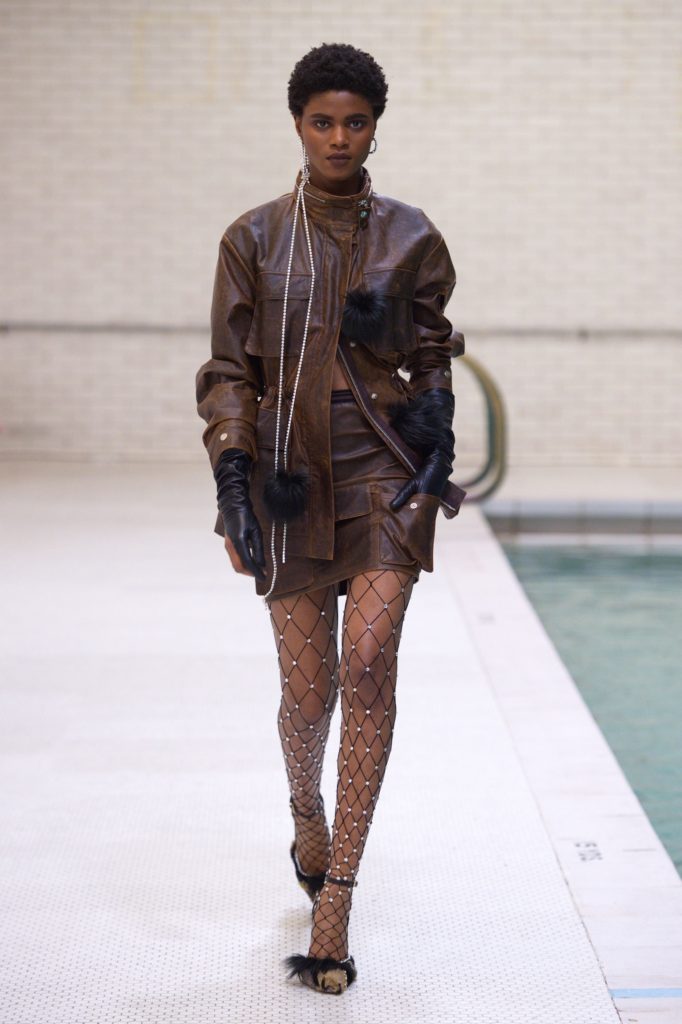 Fishnet and leather runway