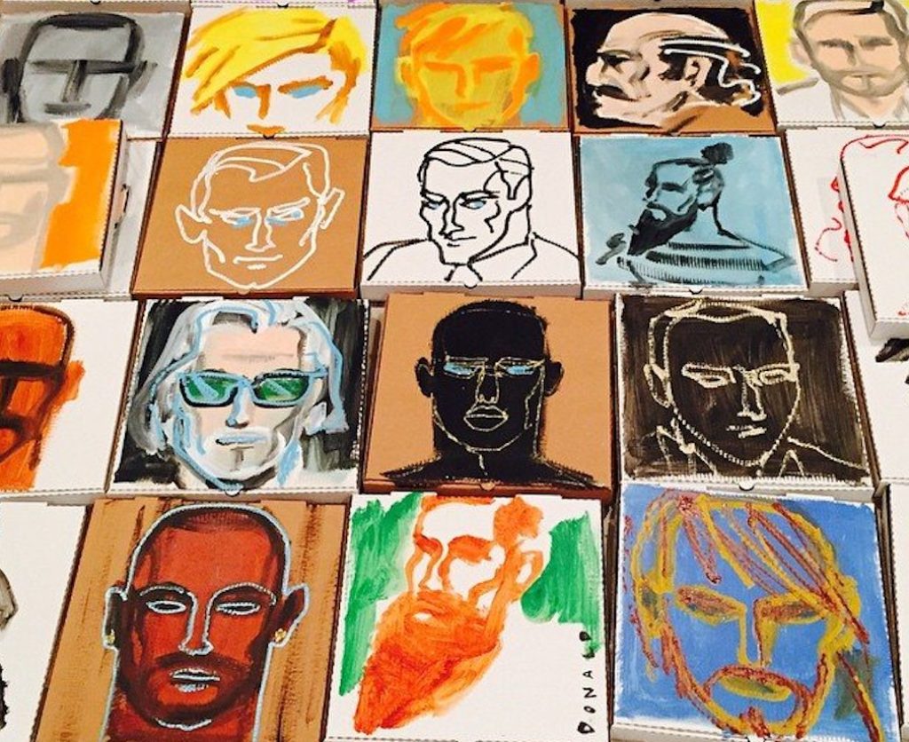 Donald robertson pizza box art bergdorf menswear