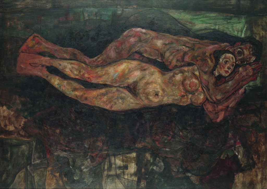 Painting by Egon Schiele - Lovers