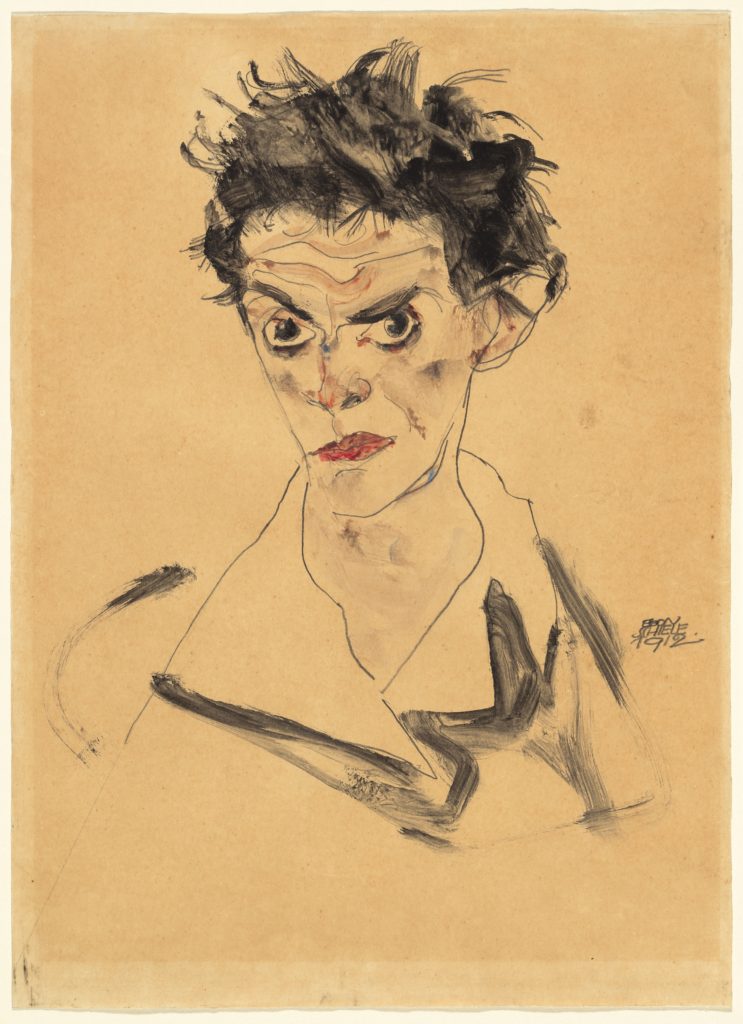 Drawing by Egon Schiele - Self-Portrait