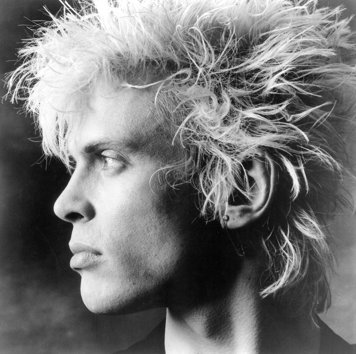 Billy Idol profile in black and white