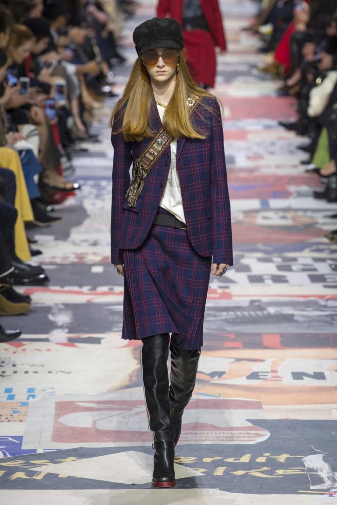 Christian Dior Fall 2018 runway tweed tartan suiting